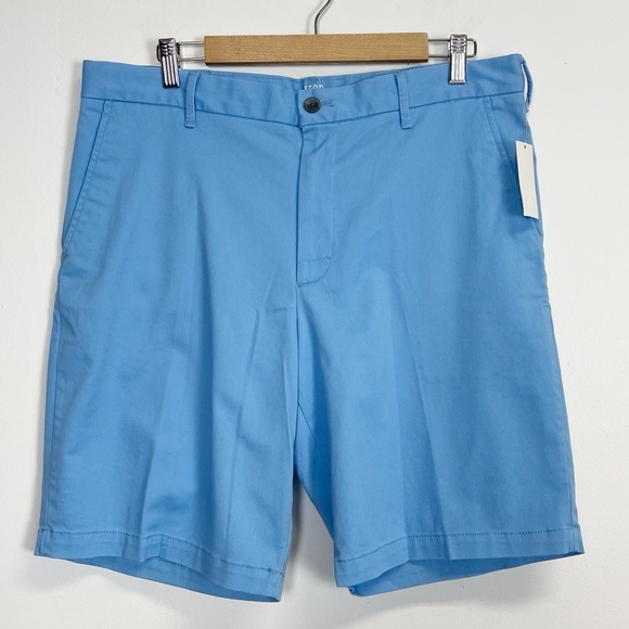 Izod Shorts Mens Size 34 Blue Saltwater 9.5 inseam Relaxed Classics Flat NWT - Picture 1 of 9